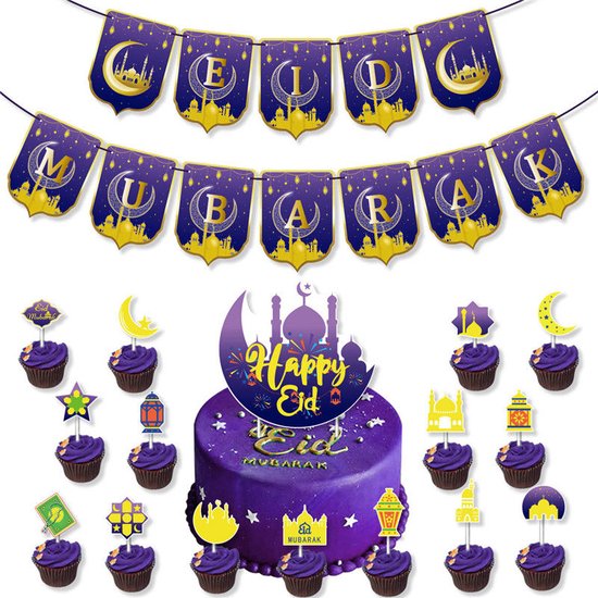 39 delig feestdecoratie set - Thema: Eid Mubarak / Ramadan / Suikerfeest