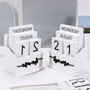 Houten eeuwigdurende kalender Home – handmatige datum, wit