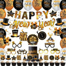 52 delig Happy New Year Versiering-Oud en Nieuw Feest Decoratieset-Zwart Goud Zilver