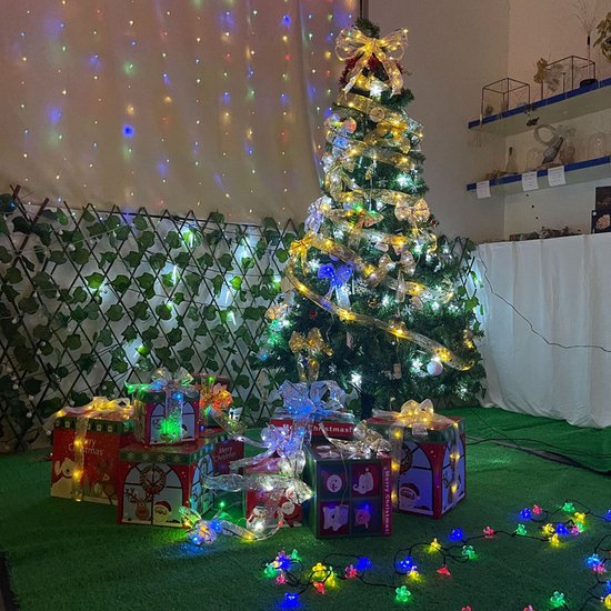 2 Stuks LED Kerstboom Licht Lint- 2m 20 Lichtjes-werkt op Batterij(incl. Batterijen) -kerstdecoratie-warm wit licht-goud