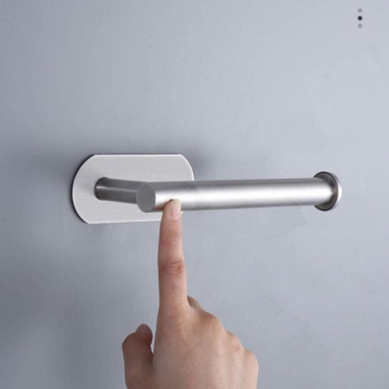 Toiletrolhouder RVS Zelfklevend - Geen Boren - Zilver