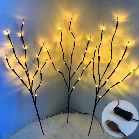Elegante Wilgentaklamp met USB - 70 cm - 60 Warm Witte LED's