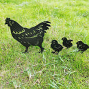 Holle Kippenfamilies Tuindecoratie - Set van 4 Metalen Stake