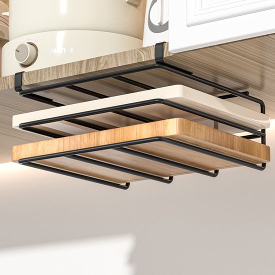2-Lagen Luxe Hangend Keukenkast Rek - Zwart