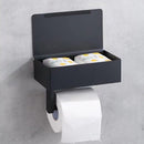 3-in-1 RVS Toiletrolhouders Zelfklevend-Vochtig Toiletpapier houder- met plankje-zwart