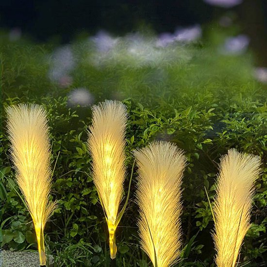 LED zonne-energie rieten lamp - Decoratieve en energiezuinige lamp voor uw tuin, patio of veranda- warm licht