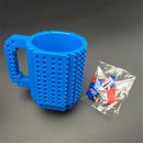 Build on Brick Mug - blauw - 350 ml - bouw je eigen mok met bouwsteentjes - BPA vrije drinkbeker cadeau voor kinderen of volwassenen - koffie thee limonade of andere dranken - pennenbeker - creatief accessoire voor op bureau