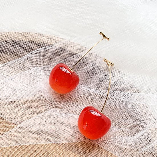 Betoverende Warme rode kersen Oorhangers - Vrouwen Oorbellen - Lichtgewicht & Comfortabel