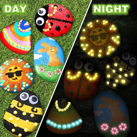 Glow in the Dark Stenen Verf Set – Rock Painting Kit voor Kinderen – Creatieve Hobbyset met Glow Verf, Stickers & Accessoires – Vanaf 7 Jaar