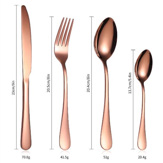 24-delig Roségoud Bestekset voor 6 Personen - Elegant RVS