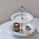 Franse reliëf keramische schaal dubbellaags afternoon tea sc