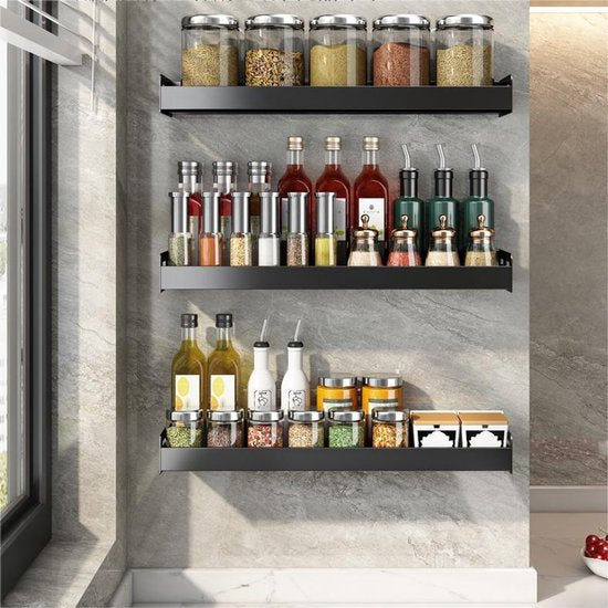 Kruidenrek opbergrek RVS, muurmonteerd, 50x13x6 cm