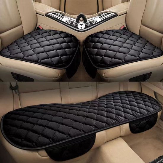 3delige Autostoelhoes- Beschermende Auto Accessoires - Zacht en Knus - Antislip Onderkant - Hoogwaardig Materiaal-zwart