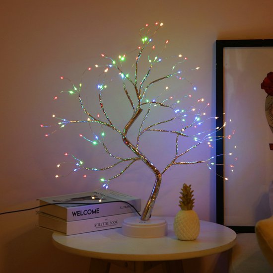 Kleurrijke Boompje LED-Verlichting- 108 Lampjes- USB of batterijen-Flexibele Takken - Perfect voor Feestelijke Sfeer en Kerstdecoratie