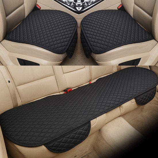 3delige Autostoelhoes- Beschermende Auto Accessoires - Zacht en Knus - Antislip Onderkant - Hoogwaardig Materiaal-zwart