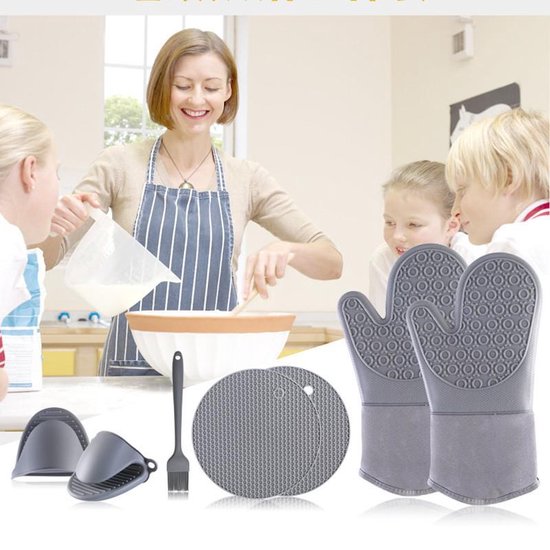 Unikorf XL Warmte-Siliconen Handschoenen 7-delig - Grijs