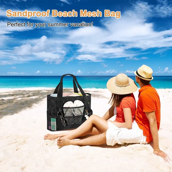Multifunctionele Opvouwbare Strandtas - Ruime en Duurzame Tas voor Strand, Picknick en Meer-zwart