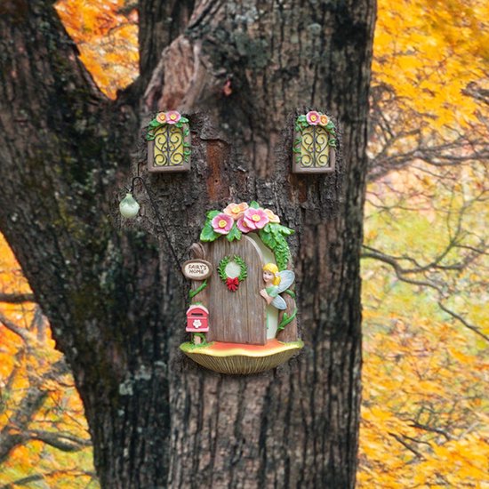 4-delige lichtgevende feeënhuisjes boomhanger set