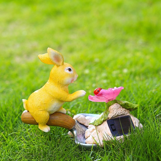 Solar Tuinlamp Konijn - Roze Verlichting met Zonnesensor