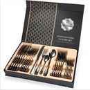 24-delig Luxe Zwartkleurig Bestek Set - RVS - Voor 6 Personen - Familieset - Luxe