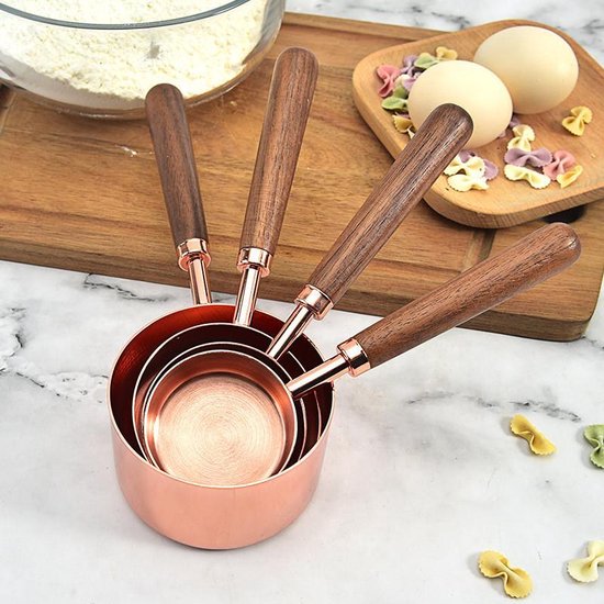 8 delig Maatbeker Set - Maatlepel Set - Complete Maatschep Set - Maatcups-koper