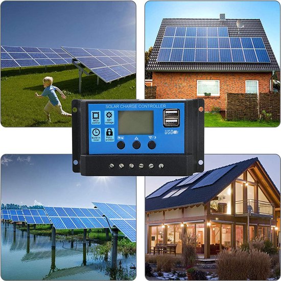 Zonnepaneel laadregelaar 12/24V met 2 USB en LCD