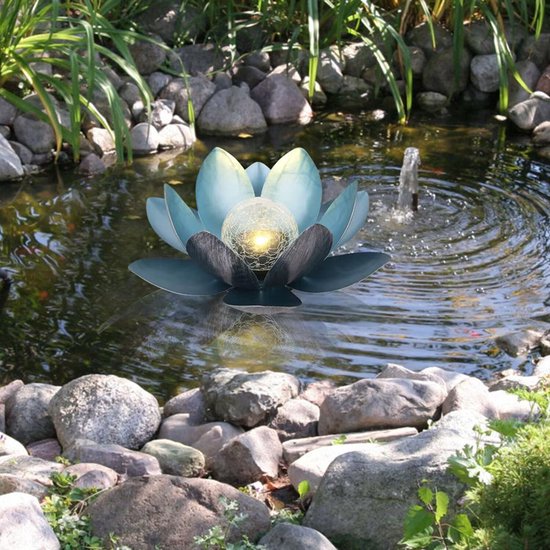 lotus tuinlamp op zonne-energie- Buitenverlichting met dagsensor- blauw