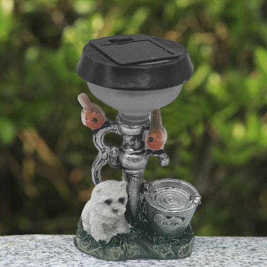 Solar Tuinlamp met Welkomsemmer en Hond - Zonne-energie