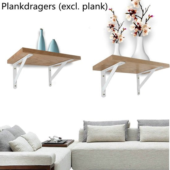 4 Plankdragers voor Stabiele Wandplanken - Wit