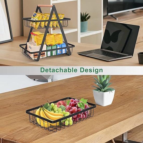 2-laagse Fruitschaal – Ruimtebesparend Modern Design voor Ke