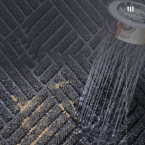 Geruit antislip deurmat droogloopmat 60x90 cm donkergrijs