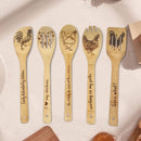 5-Delige Premium Bamboe kookgerei Set – Krasvrij & Hittebestendig met Unieke Kip Design