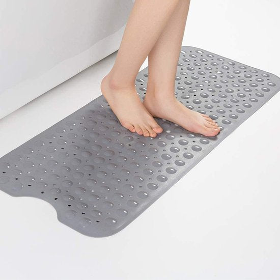 Verlengde PVC Antislip Badmat-Stevige Zuignappen - Duurzaam en Gemakkelijk te Reinigen100*40CM-grijs