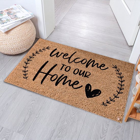 Luxe Welkom Deurmat – "Welcome to Our Home" – Slijtvaste Antislip Schoonloopmat – Duurzaam en Stijlvol Polyester Ontwerp-48x81 cm