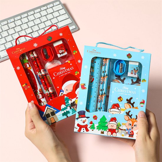 3 stuks Kerstcadeauset voor Kinderen - Feestelijke Schrijfwaren Giftbox met Kerstdesign