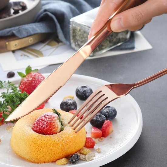 TDR-roestvrij staal 24-delige Rosegoudkleurig bestekset hoog