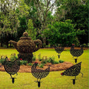 TDR - decoratief Acryl kunststof silhouetten van kip op stok voor in de tuin,  5 delig