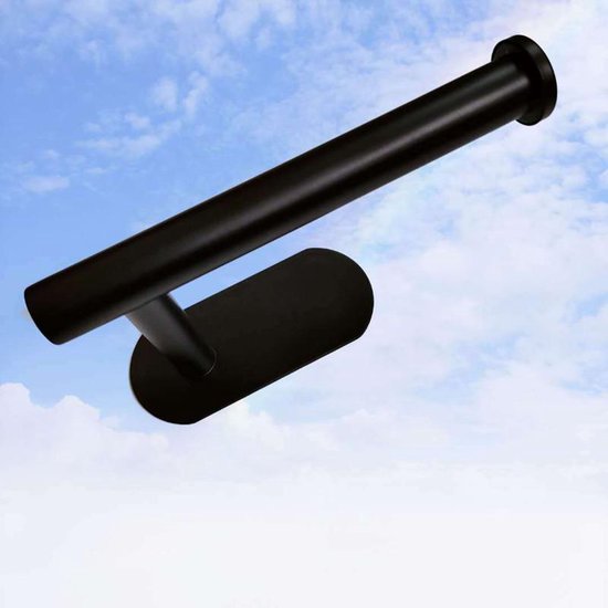 Toiletrolhouder RVS Zelfklevend Zwart - Geen Boren