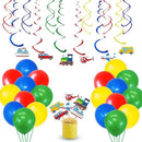 45 delig verjaardagset - Thema: Vervoer (Boot, Helikopter, Bus, Trein, Vliegtuig,  Auto) - Versiering voor feestjes, verjaardag