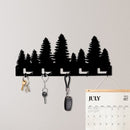 Bos Silhouette Sleutelrek – 5 Metalen Haken – Wandmontage