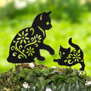 Metalen kattenstaaf - Tuindecoratie - 3 stuks - Hoogwaardig metaal - 28x26 cm, 23x19,5 cm, 16x14 cm