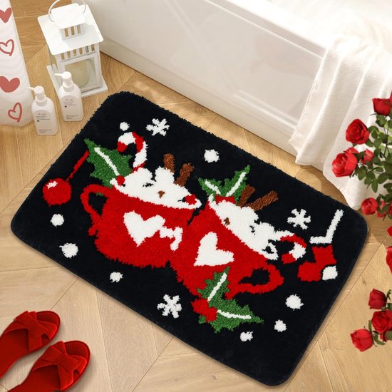 2 stuks Luxe Kerst Vloerkleden– Feestelijke Design – Antislip, Zacht en Waterabsorberend -40x60 cm