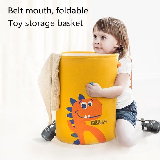 Opvouwbare wasmand - dinosaurus - geel 35x45cm