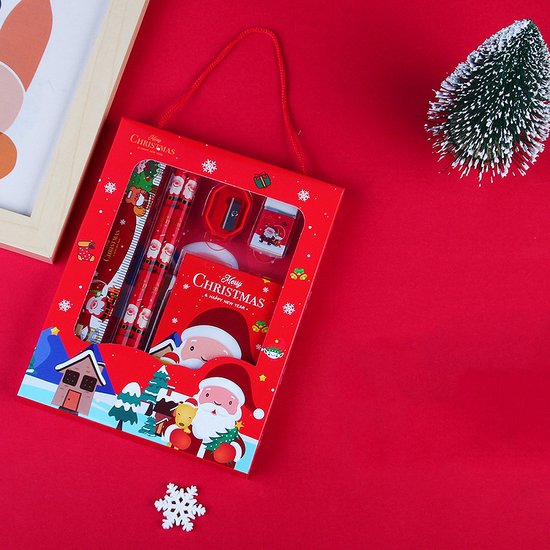 3 stuks Kerstcadeauset voor Kinderen - Feestelijke Schrijfwaren Giftbox met Kerstdesign