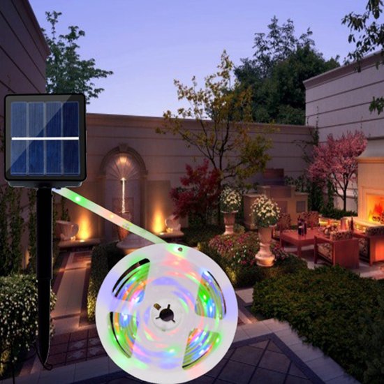 Xtraworks- RGBW Lichtstrip - voor buiten - Op zonne-energie - inkortbaar - 3 meter