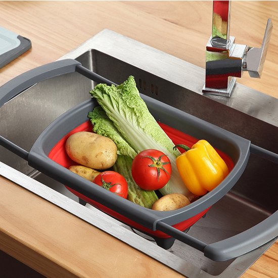 Opvouwbare wasbak, draagbare opvouwbare wasbak, afvoermand,