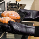 2 Stuks/1 Paar Siliconen Ovenwanten met Zachte Katoenen Voering , Extra Lange Hittebestendige Ovenhandschoenen Voor Bakken, Koken, Grillen-zwart