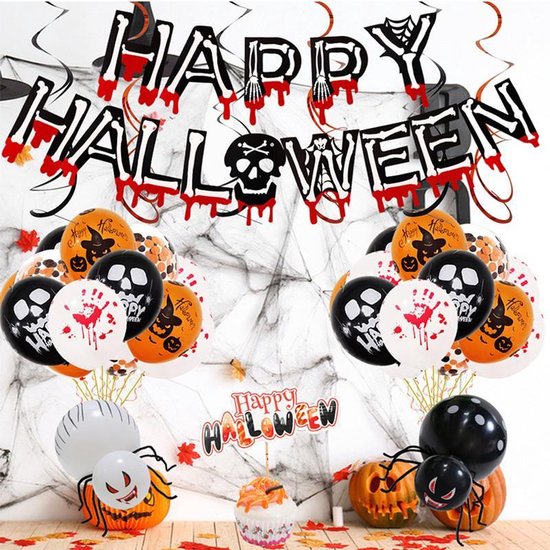 38 delig verjaardagset - Thema: Halloween - Versiering voor feestjes, verjaardag - feestdecoratie