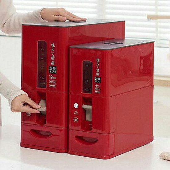TDR-Japans Rijst/Granen Container/Dispenser/ Opbergdoos - 12KG inhoud - rood