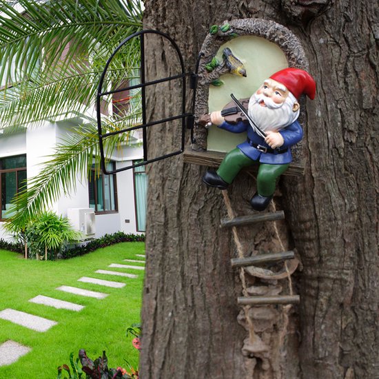Kabouter met Viool - Duurzame Tuin Hanger met Nachtglow